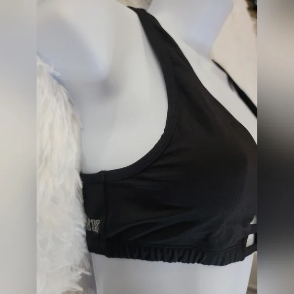PINK Victoria's Secret Sleek Strappy Cage Black Sports Bra Small - Picture 6 of 13